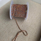 1 Yard SS6 Light Peach AB Champagne Gold Metal Chain Rhinestone Banding